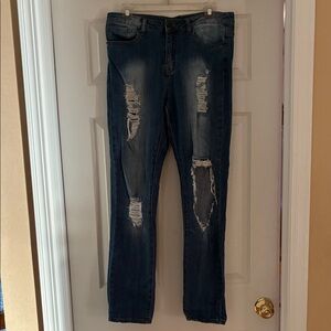 Distressed Blue Jeans